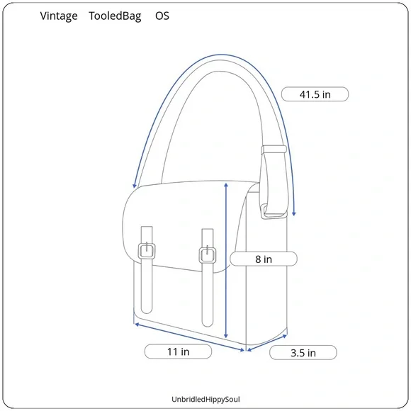 Vintage 70s 80s Hand Tooled Buckstitched Leather Shoulder Saddle Bag - Picture 16 of 16